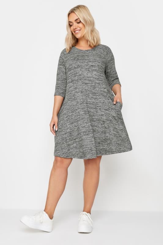 YOURS Curve Grey Soft Touch Pocket Dress | Yours Clothing 2