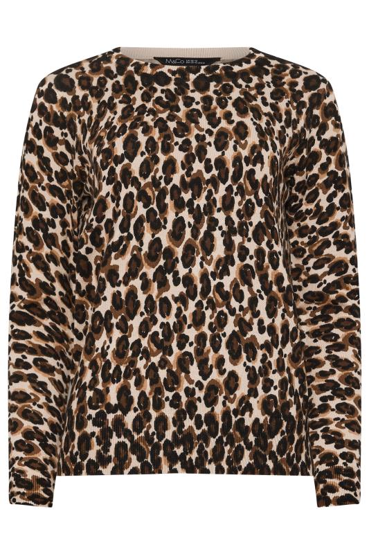 M&Co Natural Brown Leopard Print Crew Neck Jumper | M&Co 5