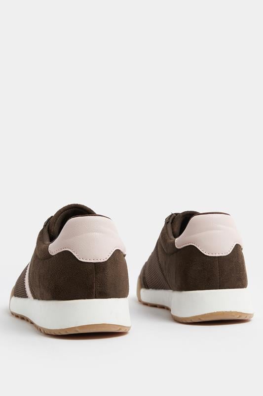 Brown Side Stripe Gum Sole Trainers In Extra Wide EEE Fit | Yours Clothing 4