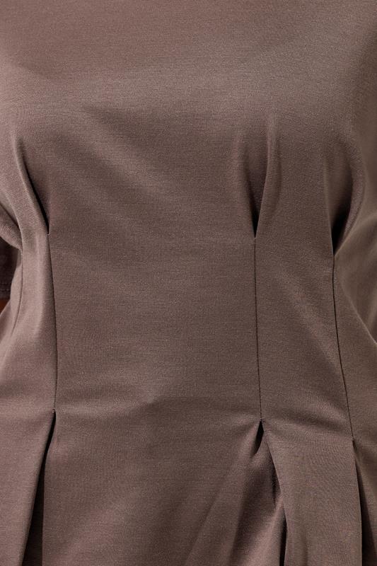 LIMITED COLLECTION Plus Size Mocha Brown Cinched Waist T-Shirt | Yours Clothing 5