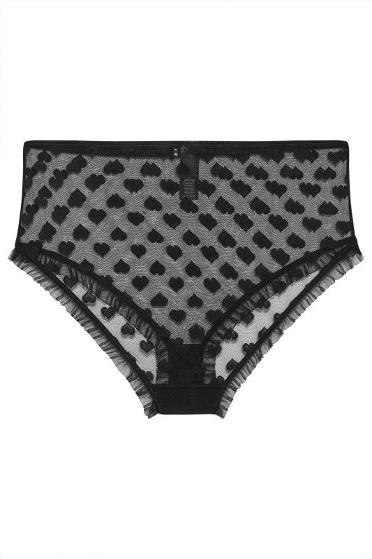 YOURS Plus Size Black Heart Mesh Brazilian Briefs | Yours Clothing  6