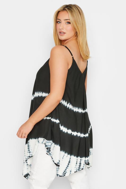 YOURS Plus Size Black Tie Dye Hanky Hem Vest Top | Yours Clothing 4