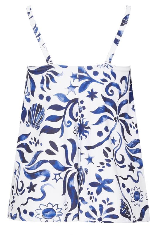 YOURS Plus Size White Abstract Floral Print Tankini Top | Yours Clothing 10