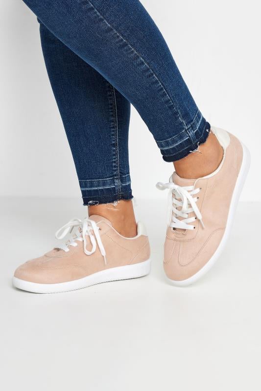 Pink Retro Trainers In Extra Wide EEE Fit | Yours Clothing 1