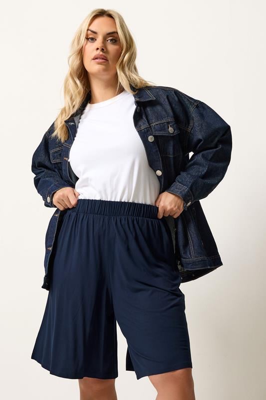  YOURS Curve Navy Blue Pull On Shorts