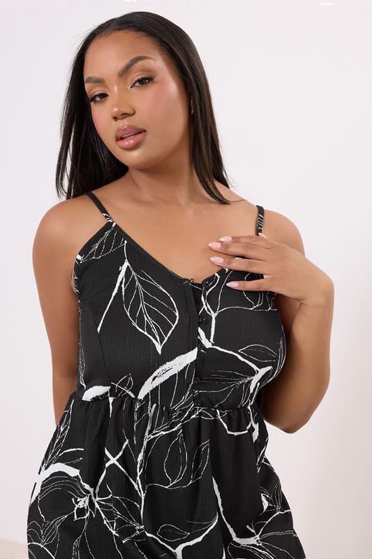 YOURS Plus Size Black Strappy Floral Print Sundress | Yours Clothing  4