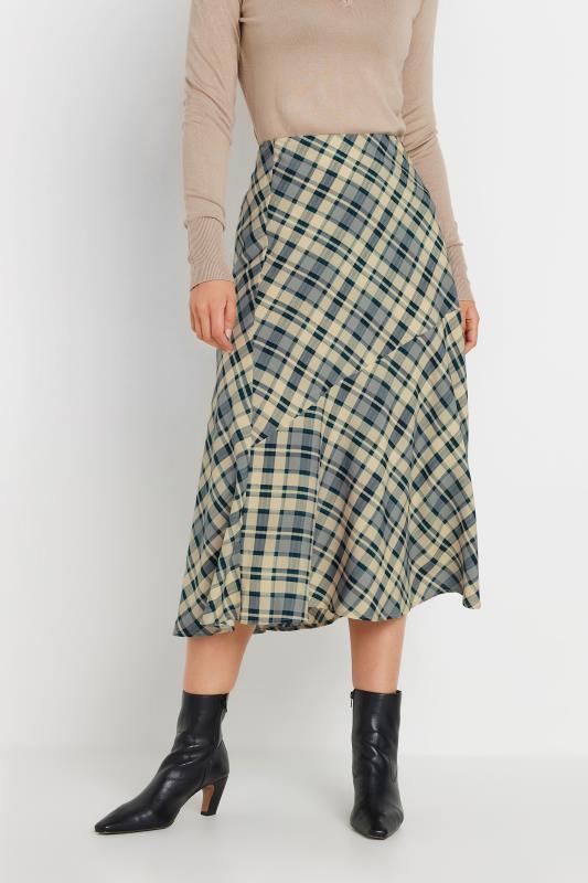 LTS Tall Blue Check Print Tiered Midaxi Skirt | Long Tall Sally 3