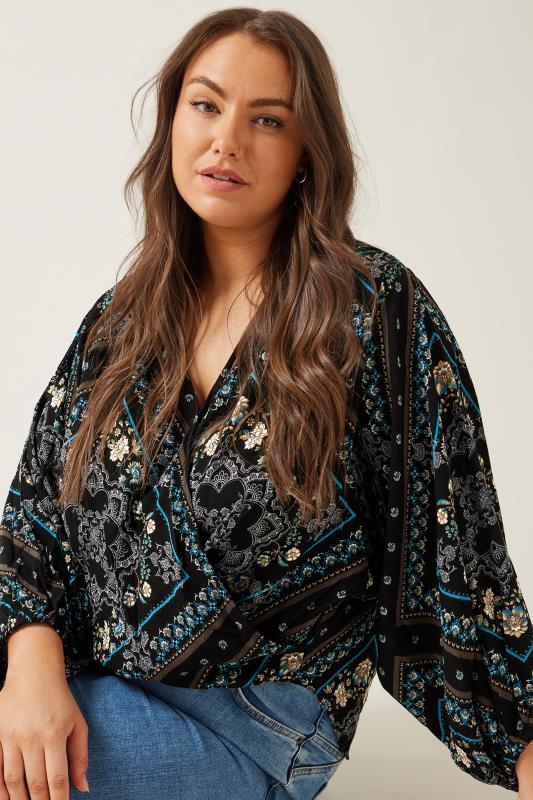 Plus Size  Evans Blue Angel Scarf Top