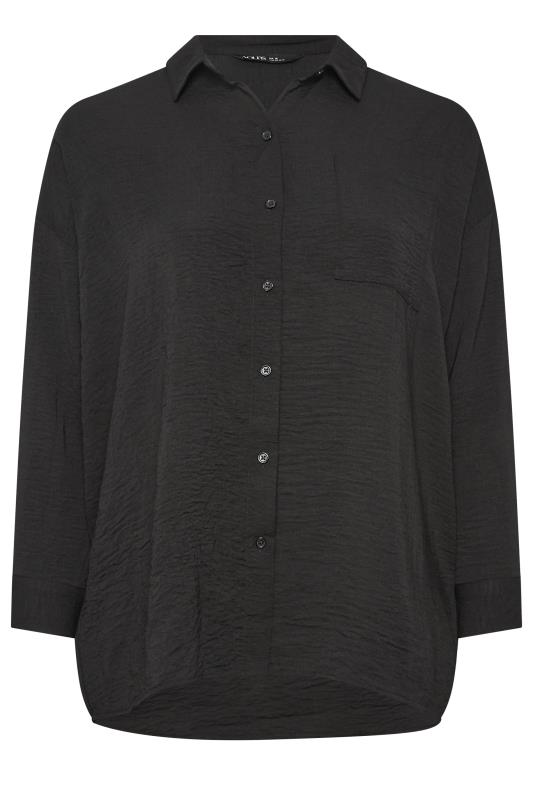 YOURS Curve Plus Size Black Textured Boyfriend Shirt | Yours Clothing 6