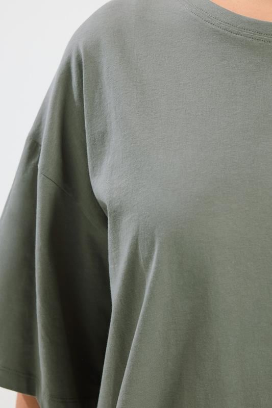YOURS Plus Size Khaki Green Relaxed Longline T-Shirt | Yours Clothing 4