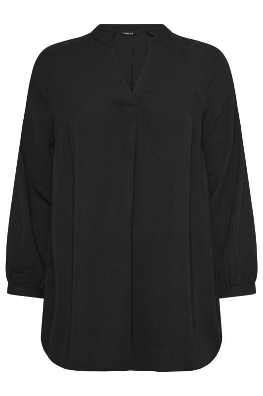 YOURS Curve Plus Size Black Textured Tunic Shirt | Yours Clothing  6