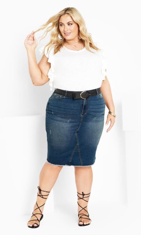 Copy of Women's Below The Knee Stretch Denim Pencil Skirt Plus Size –  Baby'O Clothing Co.