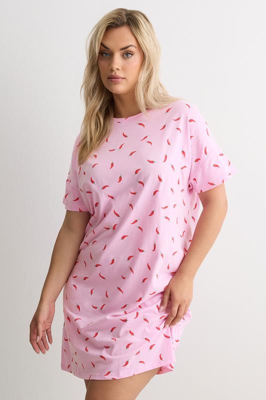  YOURS Curve Pink Chili Sleep Tee Nightdress