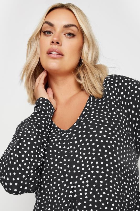 YOURS Curve Plus Size Black Spot Print Mini Dress | Yours Clothing  4