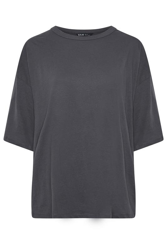 YOURS Plus Size Charcoal Grey Oversized Boxy T-Shirt | Yours Clothing 5