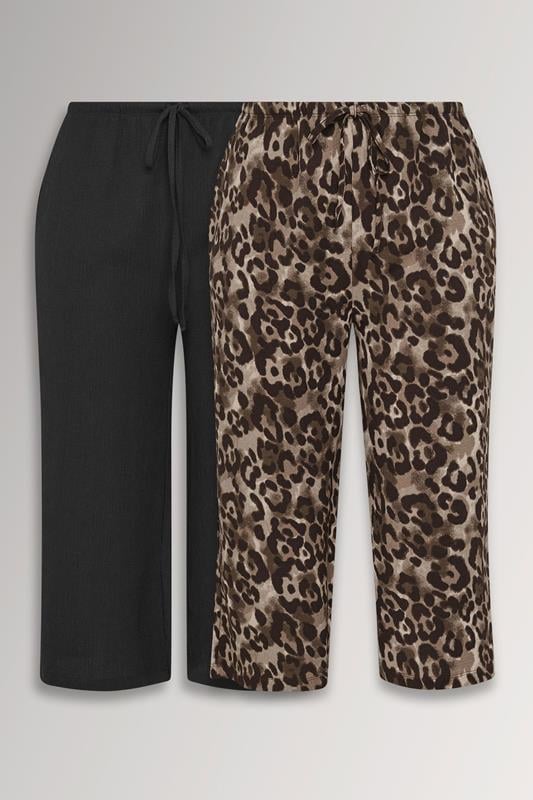 YOURSET Curve 2 PACK Black Leopard Textured Culottes