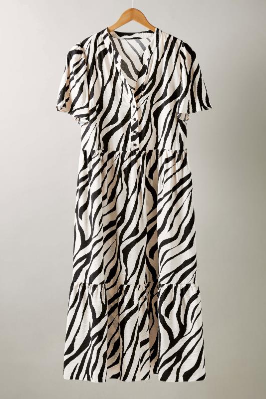 EVANS Plus Size Black & White Zebra Markings Midi Shirt Dress | Evans  5