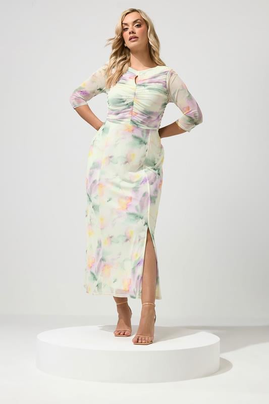  YOURS LONDON Curve Ivory White Abstract Keyhole Detail Maxi Dress