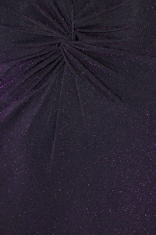 YOURS LONDON Plus Size Purple Metallic Knot Front Dress | Yours Clothing 4
