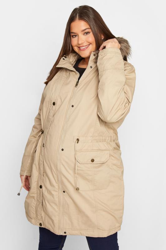 Tall Beige Brown Maternity Parka | Long Tall Sally  2