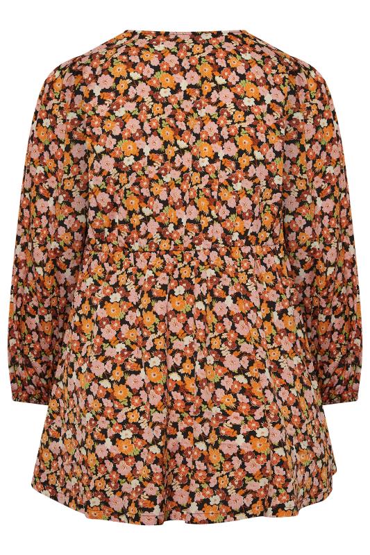 LIMITED COLLECTION Plus Size Womens Curve Orange & Pink Floral Print Blouse 8