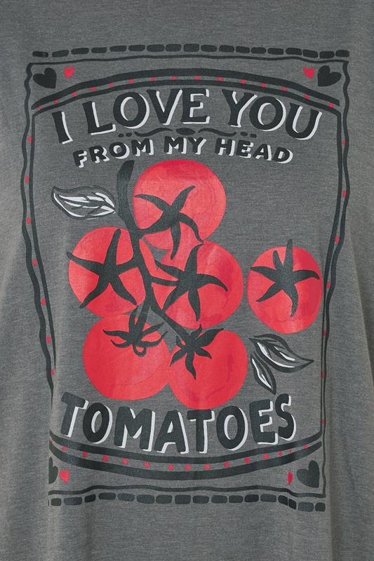 YOURS Plus Size Grey 'I Love You From My Head Tomatoes' Nightdress | Yours Clothing 4