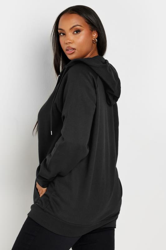 YOURS Plus Size Black Essential Zip Through Hoodie | Yours Clothing 3