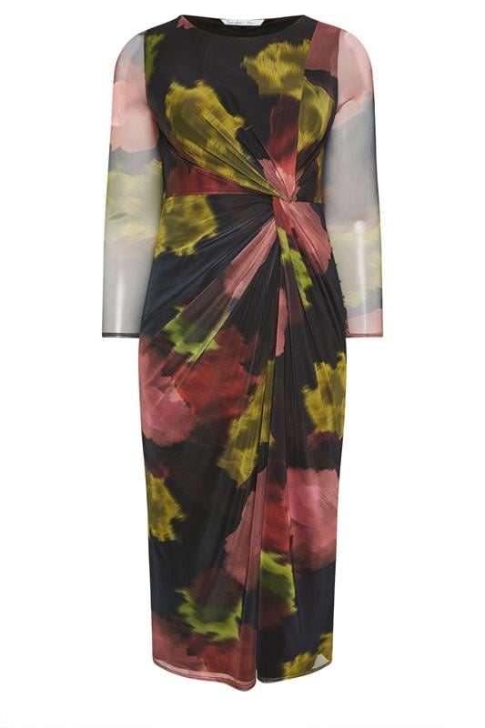 YOURS LONDON Plus Size Black Abstract Knot Dress | Yours Clothing 5