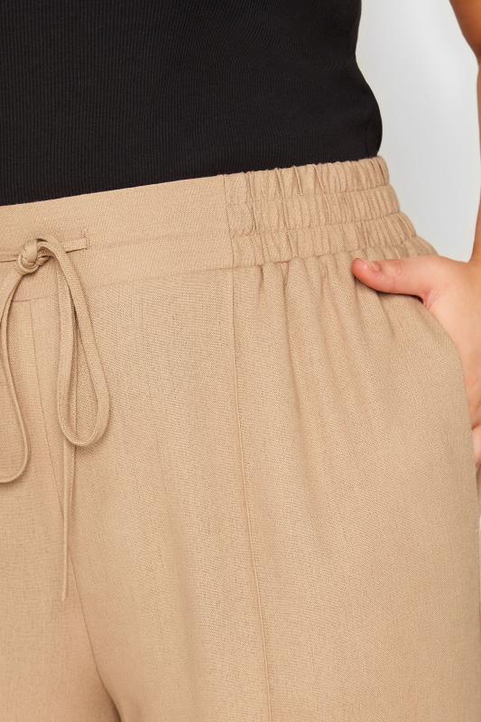YOURS Curve Plus Size Beige Brown Wide Leg Linen Trousers | Yours Clothing  3