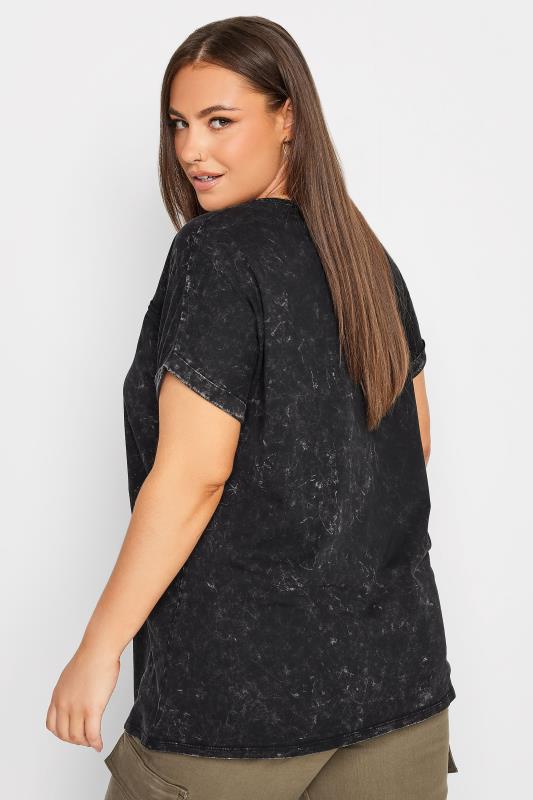 YOURS Plus Size Curve Black Acid Wash Cut Out T-Shirt | Yours Clothing  3