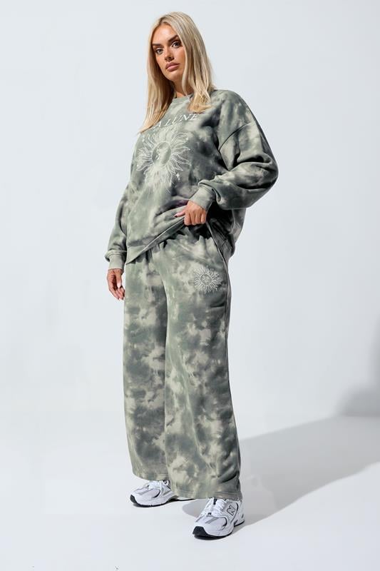 Plus Size  LIMITED COLLECTION Curve Grey Graphic Tie Dye Joggers
