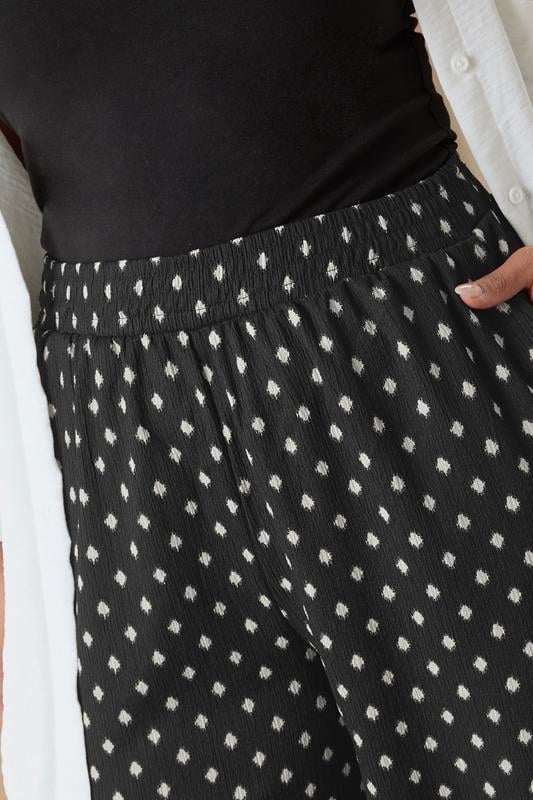 YOURS Plus Size Black Textured Spot Print Wide Leg Trousers | Yours Clothing 4