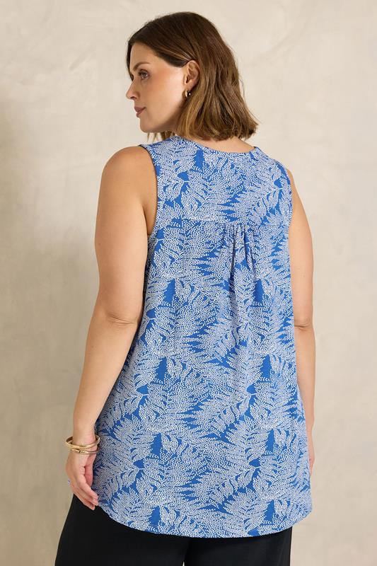 EVANS Plus Size Cobalt Blue Palm Print Vest Top | Evans 2