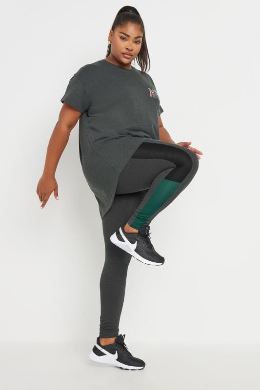 YOURS ACTIVE Plus Size Charcoal Grey Side Stripe Leggings | Yours Clothing 2