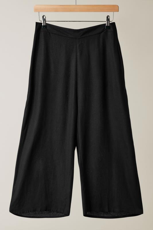 EVANS Plus Size Black Linen Culottes | Evans  5