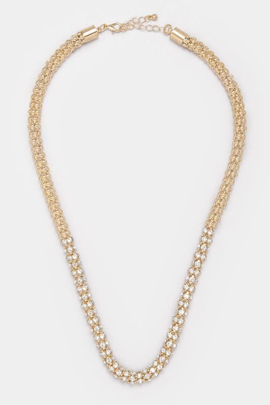 Gold Tone Diamante Rope Necklace | Yours Clothing 1