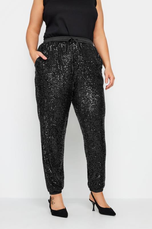 City Chic Black Sequin Trousers 2