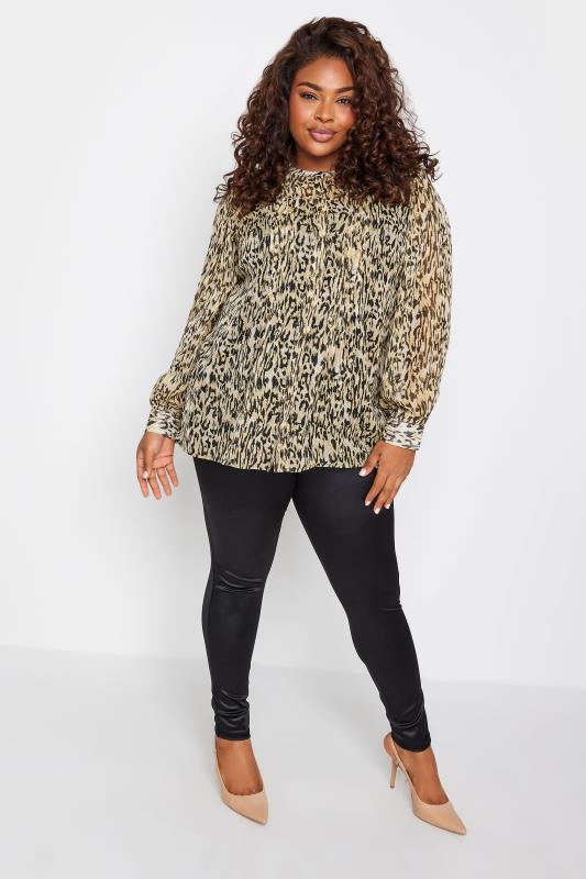 YOURS Plus Size Beige Brown Leopard Print Chiffon Blouse | Yours Clothing 2