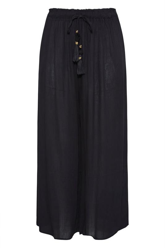 Plus Size Black Wide Leg Beach Trousers | Yours Clothing 4