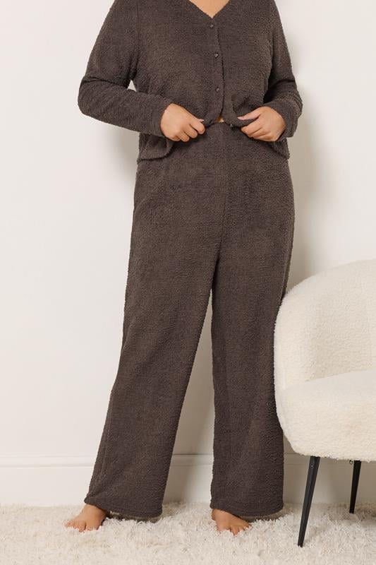 Plus Size  YOURS Curve Chocolate Brown Chenille Wide Leg Trousers