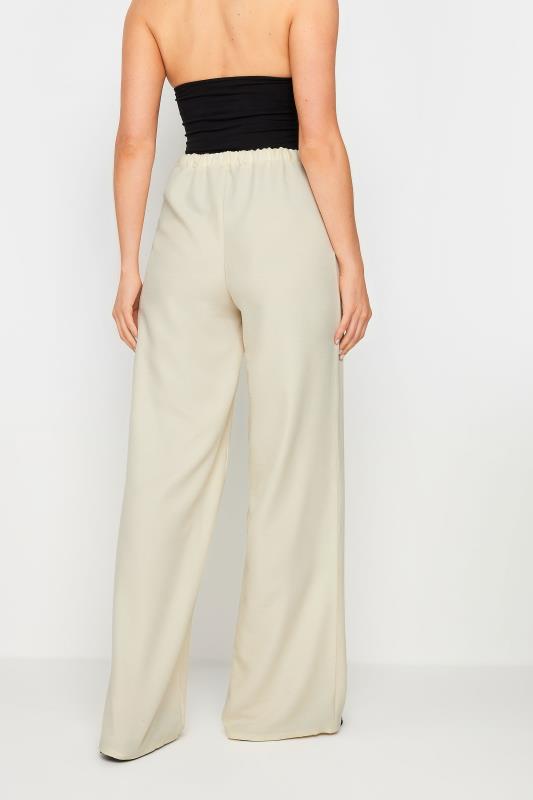 LTS Tall Women's Cream Textured Wide Leg Trousers | Long Tall Sally 3