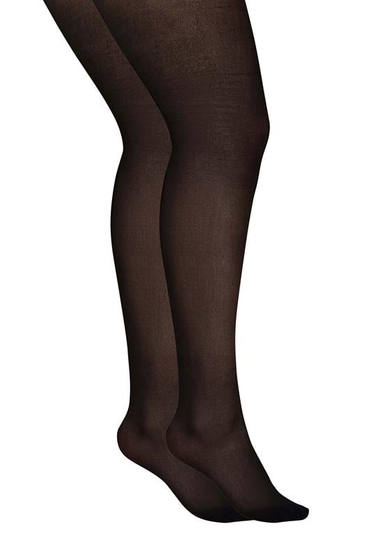 Plus Size Tights YOURSET 2 PACK Black 100 Denier Stretch Waistband Tights