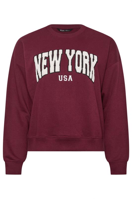 YOURS Plus Size Wine Red 'New York' Slogan Sweatshirt | Yours Clothing  6