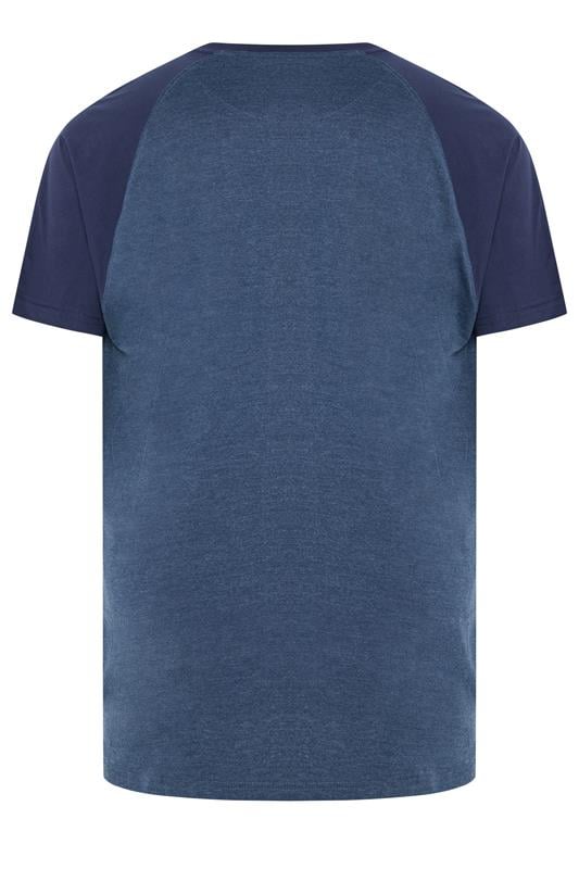 KAM Big & Tall Navy Blue Raglan Graphic Print T-Shirt | BadRhino 2