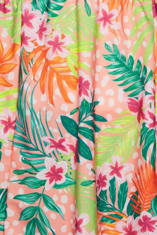 YOURS Curve Plus Size Pink Tropical Print Hanky Hem Swimdress | Yours Clothing  5