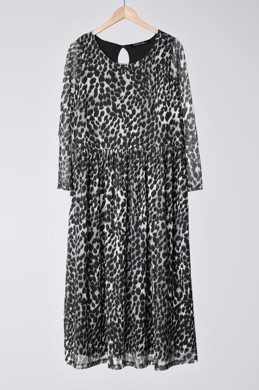 EVANS Plus Size Grey Leopard Print Mesh Midaxi Dress | Evans  5