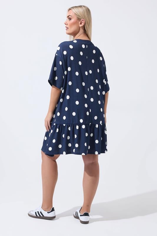 LIMITED COLLECTION Plus Size Navy Blue Polka Dot Dress | Yours Clothing 2