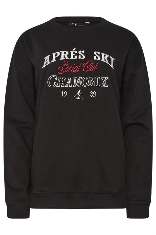 LTS Tall Black 'Apres Ski' Slogan Sweatshirt | Long Tall Sally 5