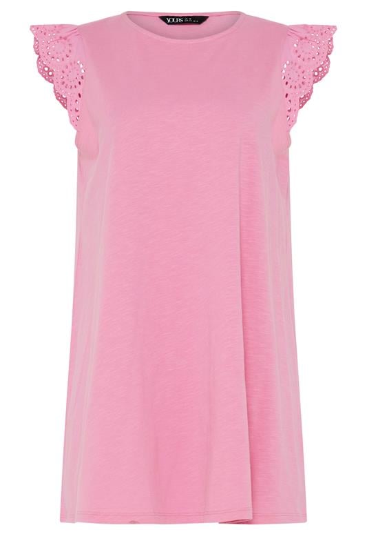 YOURS Plus Size Pink Broderie Frill Vest Top | Yours Clothing 5