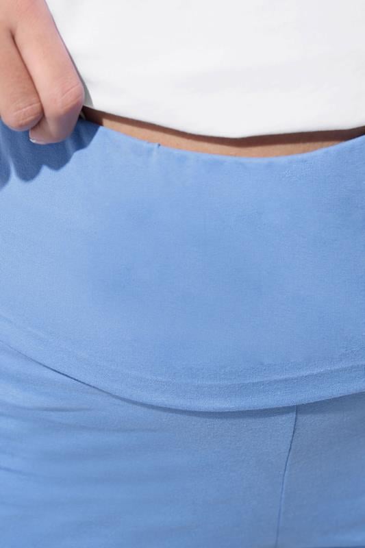 LIMITED COLLECTION Plus Size Blue Fold Over Kick Flare Leggings | Yours Clothing 4